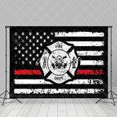 Aperturee - Aperturee Retro Usa Flag Fire Department Backdrop For Party